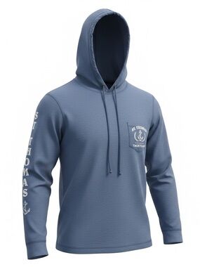 Medium St. Thomas Yacht Club Blue Hooded Long-Sleeve Shirt Hoodie Boating Unisex